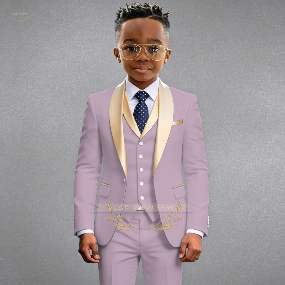 Boys Suit 3 Piece Set Blazer Pants Boys Formal Wear Slim Fit Wedding Page Boy Uniform School Graduation With Vest Customizable image 3