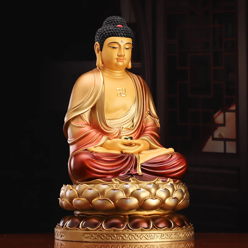 Asia A+ high grade gilding color copper Amitabha Sakyamuni Buddha statue God HOME shrine bless safe good LUCK