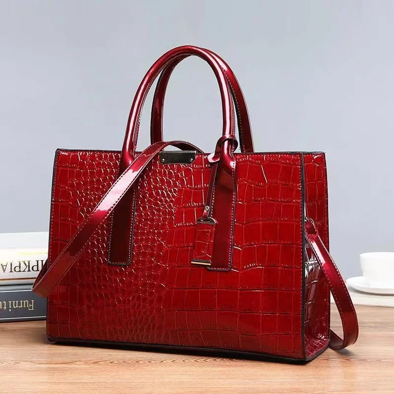 Crocodile Print Handbags for Women, Tote Bags, Adjustable Strap, Top Handle Bag, Large Capacity, Crossbody Bags, Work,