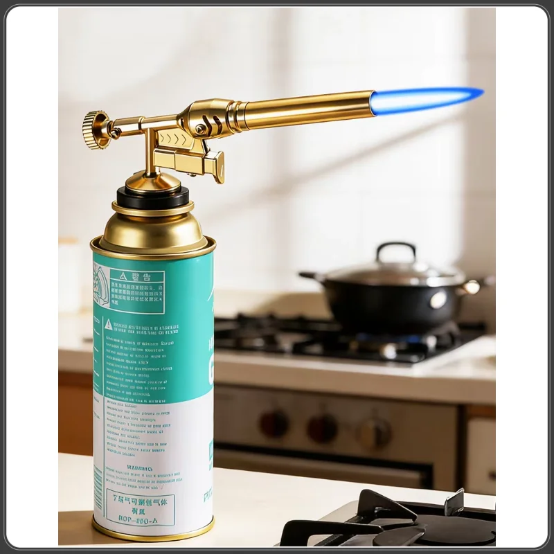 Portable Gold Copper Gas Welding Torch High Temperature Flame Bbq Cooking Brazing Tool For Outdoor Heating And Metal Joining