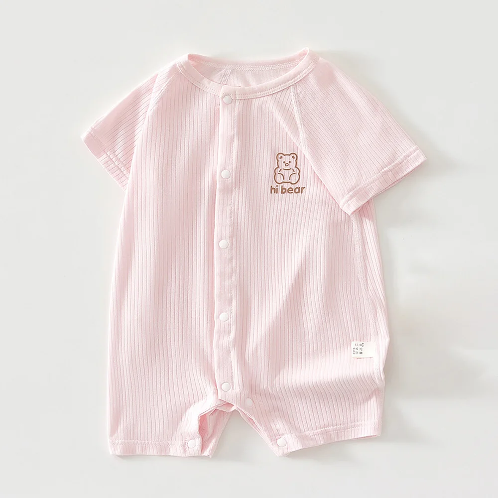 

Одежда для маленьких девочек, Новое поступление лета, детский комбинезон 2025 года, однотонный повседневный комбинезон с короткими рукавами для новорожденных мальчиков