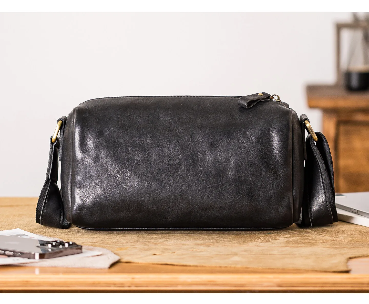 PNDME-Organizer handgefertigte Vintage-Umhängetasche aus echtem Leder für Herren, lässige Pendler-Luxus-Umhängetasche aus echtem Rindsleder. – Detail 32