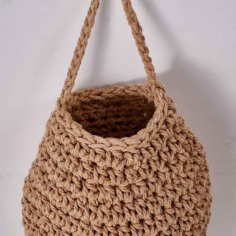 Hand Crochet Woven Wall Storage Net Honeycomb Storage Bag Fruit Basket Home Hanging Ornament Outdoors  Eave Corridor  Honeycomb