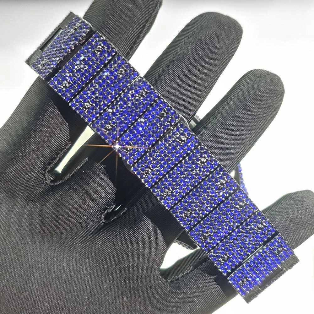 جديد الأزرق الماس ساعة للرجال الفاخرة الفولاذ المقاوم للصدأ الهيب هوب الساعات فريدة من نوعها بلينغ الجليد خارج مقاوم للماء ساعة اليد رجل 2025 الساخن ﻿