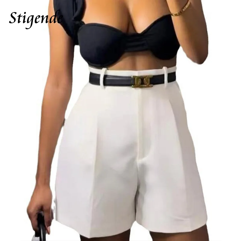 Stigende Summer Wide Leg Shorts Women Solid Color Loose Fit Pocket Shorts