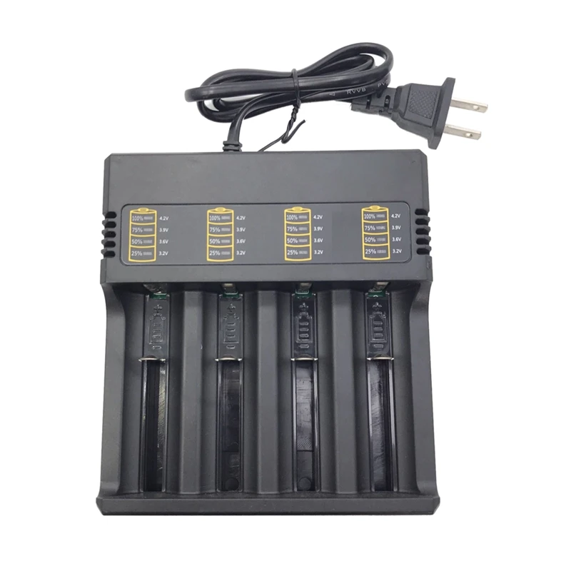 1Pcs 4 Slots 18650 Battery Charger, Charging For 3.7V 18650 26650 21700 14500 16340 Rechargeable Lithium Battery