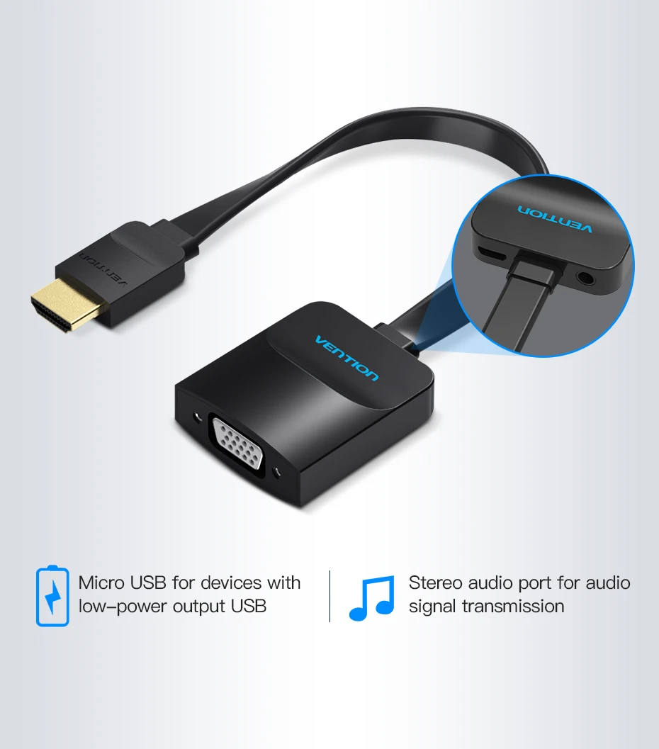 Vention HDMI zu VGA Adapter 1080P HD Stecker auf VGA Buchse Konverter mit 3,5 Jack Audio Kabel für Xbox PS4 PC Laptop Projektor – Detail 9