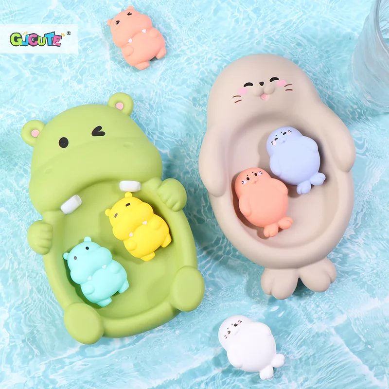 Bathroom Floating Animal Hippo Otter Sealed Floating Play Toy Baby Bath Bath Toy Swimming Pool Parent-child Interactive Toys