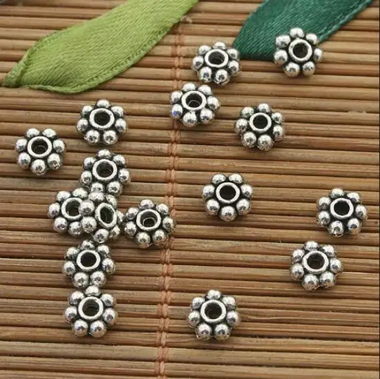 100pcs 6mm  dark silver daisy spacer beads h5012