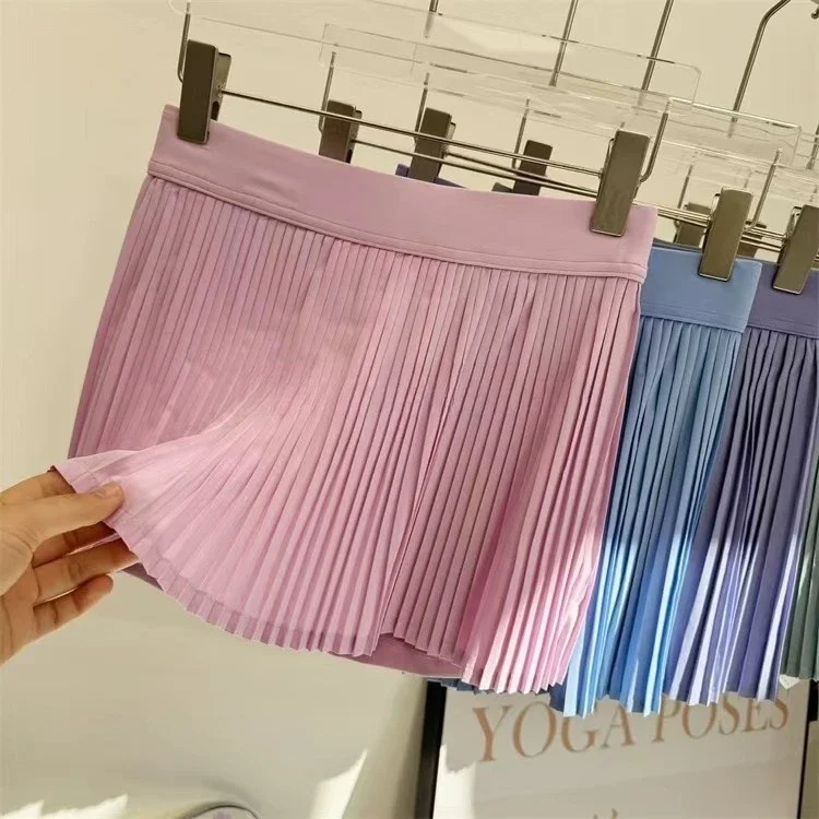 

Lemon Women Sports Tennis Skirts High Waist Tights Yoga Shorts Dress With Pockets Pleated Pocket Skirt Anti-Exhaust Quick Dry
