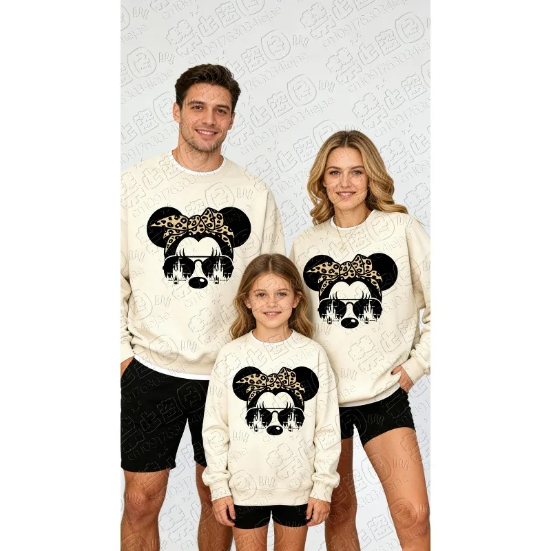 

Зимний свитер с круглым вырезом «Микки» 2026 для мальчиков и девочек, семейный комплект для родителей и детей, оверсайз худи для мужчин и женщин, топ с длинными рукавами