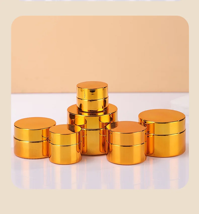 Glascremetiegel in verschiedenen Größen 10g 20g 30g 50g, galvanisierte Gold- und Silber-Kosmetikverpackung, Behälter für Augencreme-Proben. – Detail 11