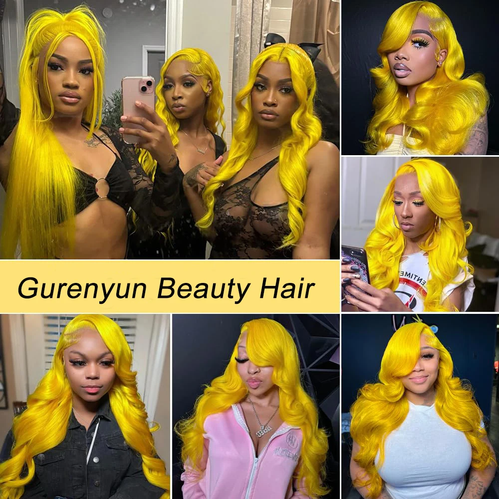 Light Yellow Body Wave 13x4 Transparent Lace Frontal Wig Body Wave Pre-Plucked Baby Hair Straight Real Human Hair Wig For Women