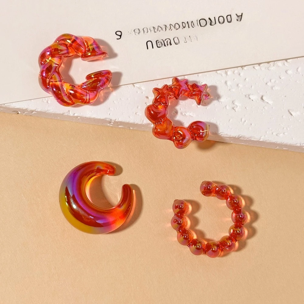 4개 세트 패션 심플 투명 팬텀 컬러 C형 원형 무피어 - Body Jewelry Kit 리뷰 및 가격