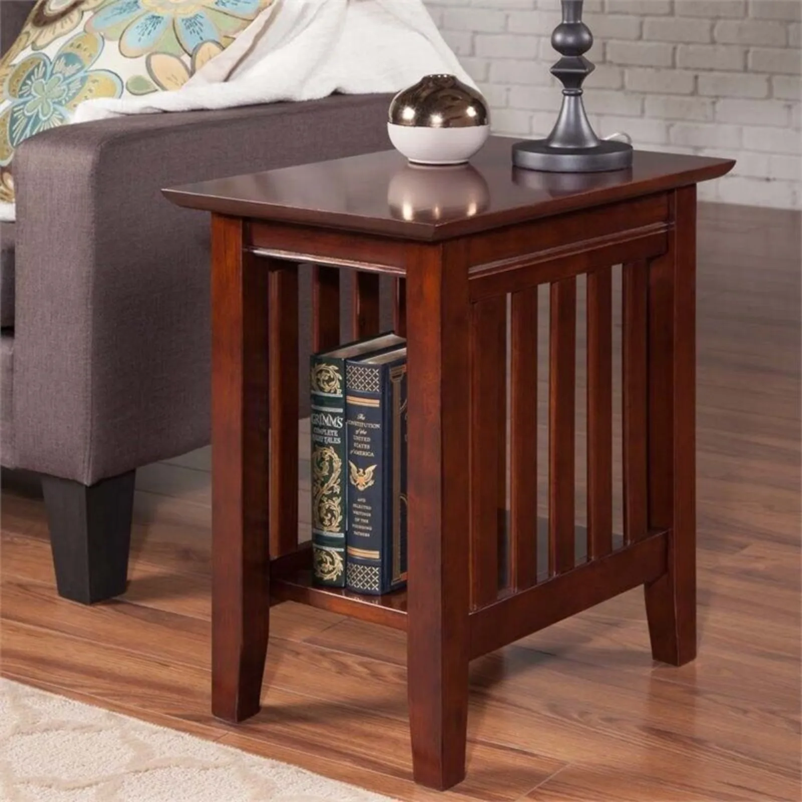 Mission Solid Wood Chair Side Contemporary Table in Walnut United States