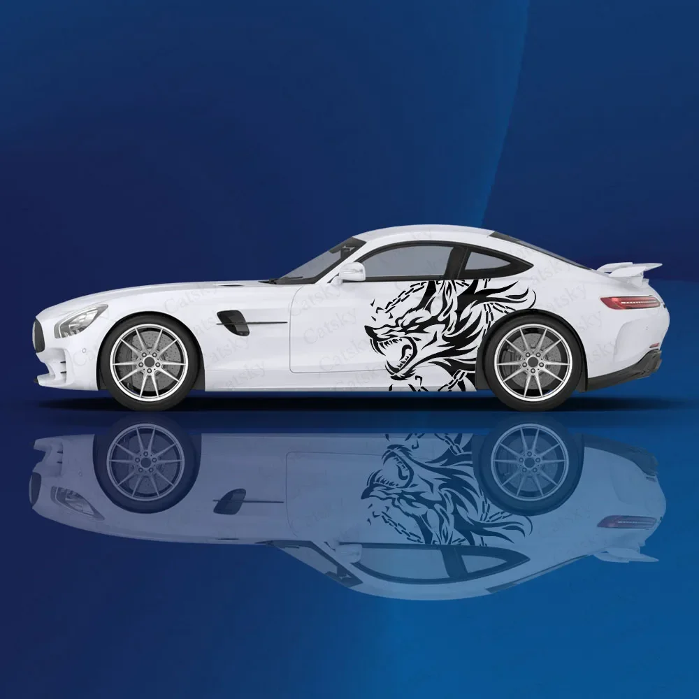 

Wolf Animal Print Car Side Sticker Decoration Protection, Waterproof Self-adhesive Decal Auto Accessories Wrap Cover