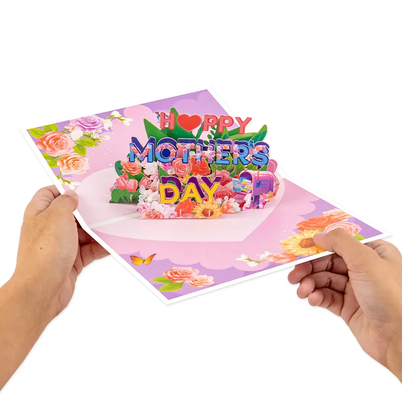 

2Pcs 2026 New Mother's Day Greeting Card 3D Pop-Up Foldable Card Gift Hot Foil Stamping Happy Mother's Day