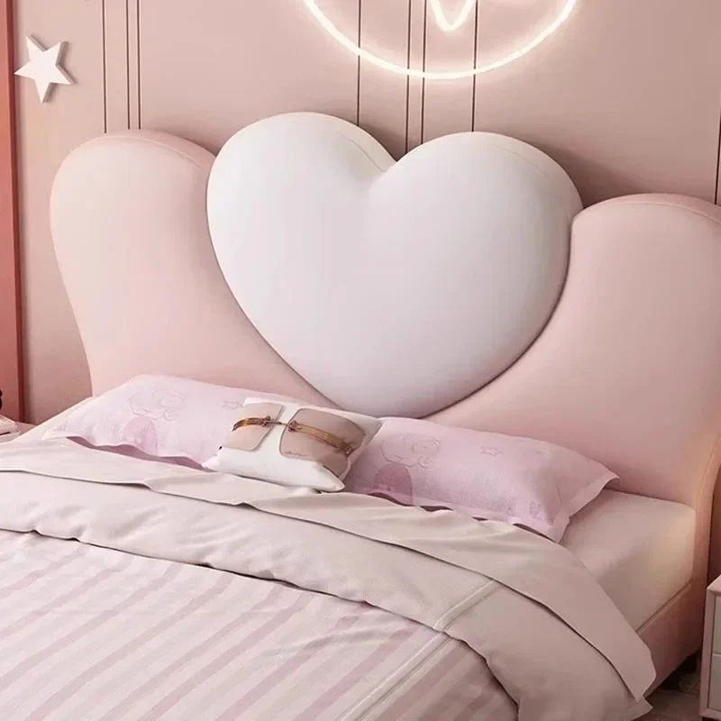 

-Nordic Luxury Tatami Children Solid Wood Girl Confortable Master Bedroom Patio Pink Bed Storage Camas De Casal Modern Furniture