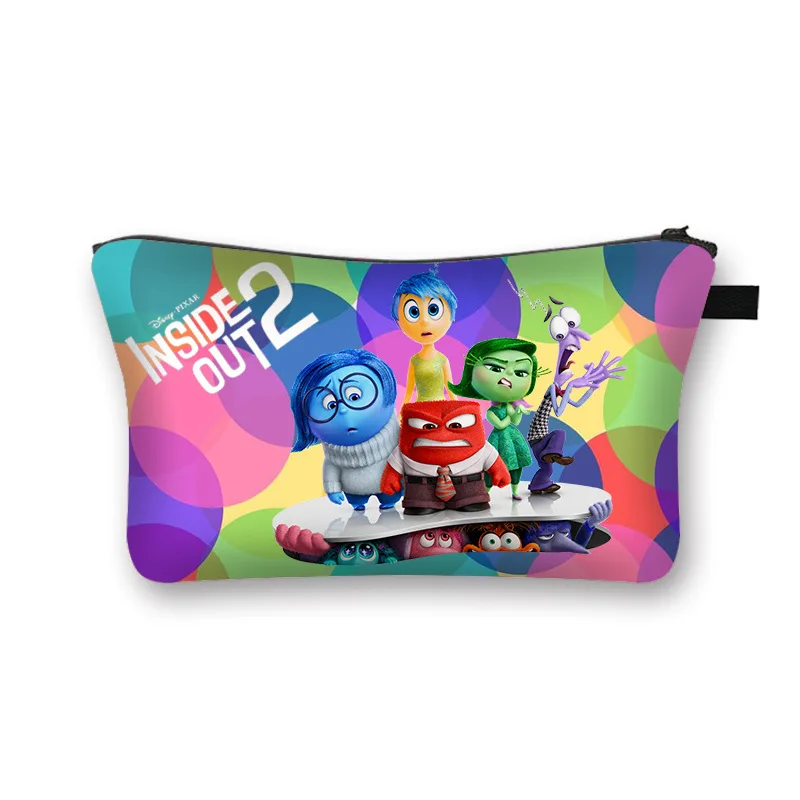 21styles Disney Inside Out 2 Cartoon Cosmetic Bag Joy Sadness Anger Disgust Anime Figure Print Wallet Coin Purse Clutch Bag Gift