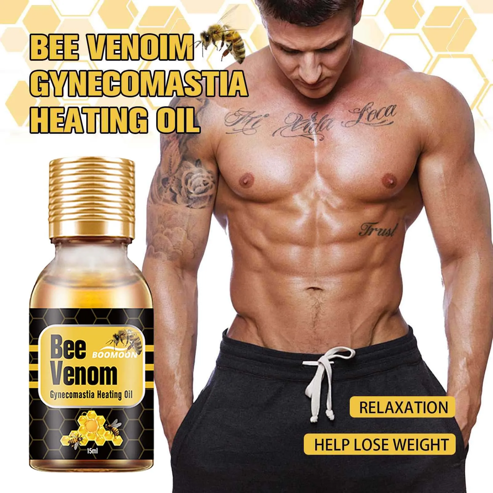 Gynecomastia Tightening  Venom Oil Effectively Shrinks Men Chest Remove Excess Oil n Musle Build Heating Oil