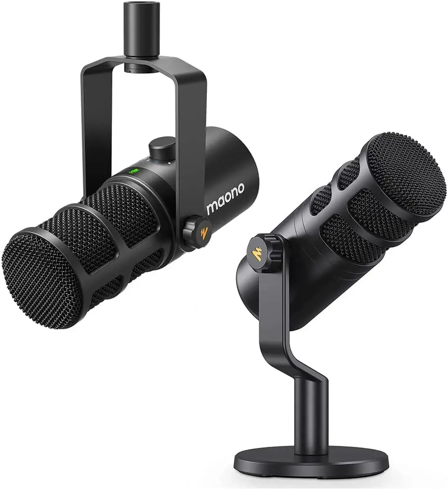 MAONO Professional Sound Card with 25mm Dynamic Studio Microphones Podcast Audio Interface Live Streaming Bundle Mixers