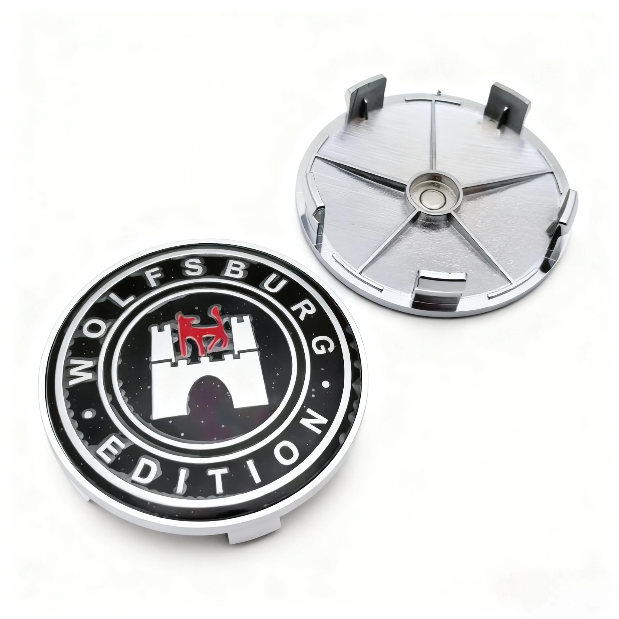 4 قطعة شعار وولفسبورغ شعار سيارة عجلة مركز قبعات 68 مللي متر 63 مللي متر عجلات غطاء محور الذئب شارة حافة Hubcaps غطاء استبدال اكسسوارات السيارات #3