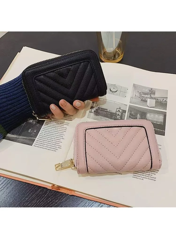 Luxus Designer Gestreifte Kartentasche Modemarke Damen Schwarze Geldbörse Kleine Damen Clutch Tasche Kartenhalter Mädchen stilvolle Tasche