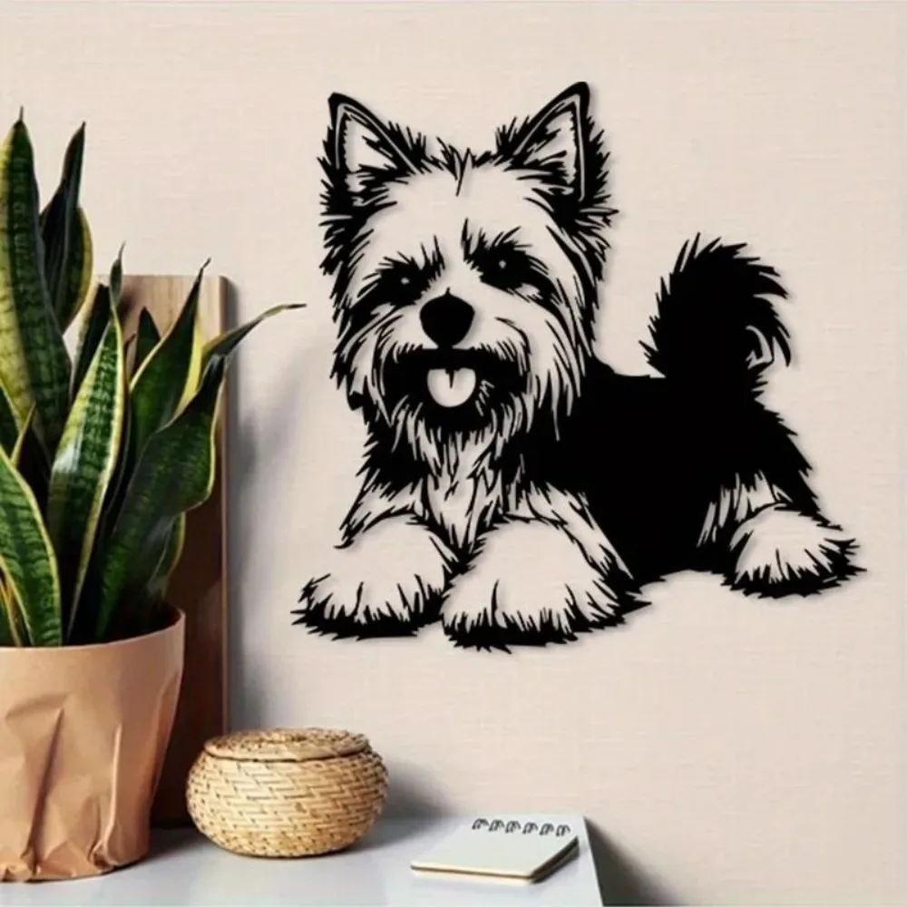 CIFBUY Iron Wall Art Yorkshire Terrier Vintage Waterproof Sculpture For Home Hanging Decor Dog Lover Gift