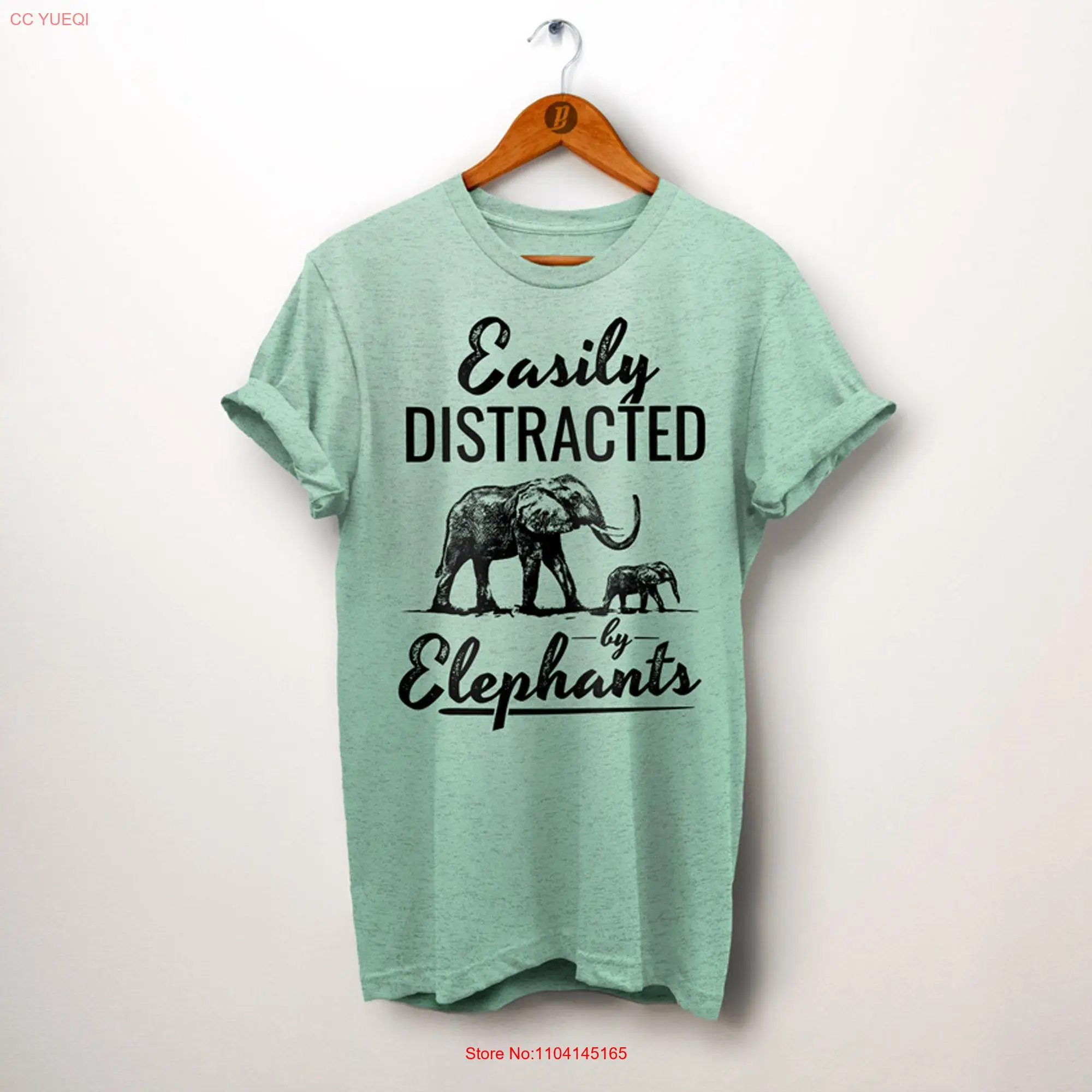 Koszulka ElephanT Łatwo rozpraszana przez Elephants Africa Dla siostry i córki Niece z długimi lub krótkimi rękawami