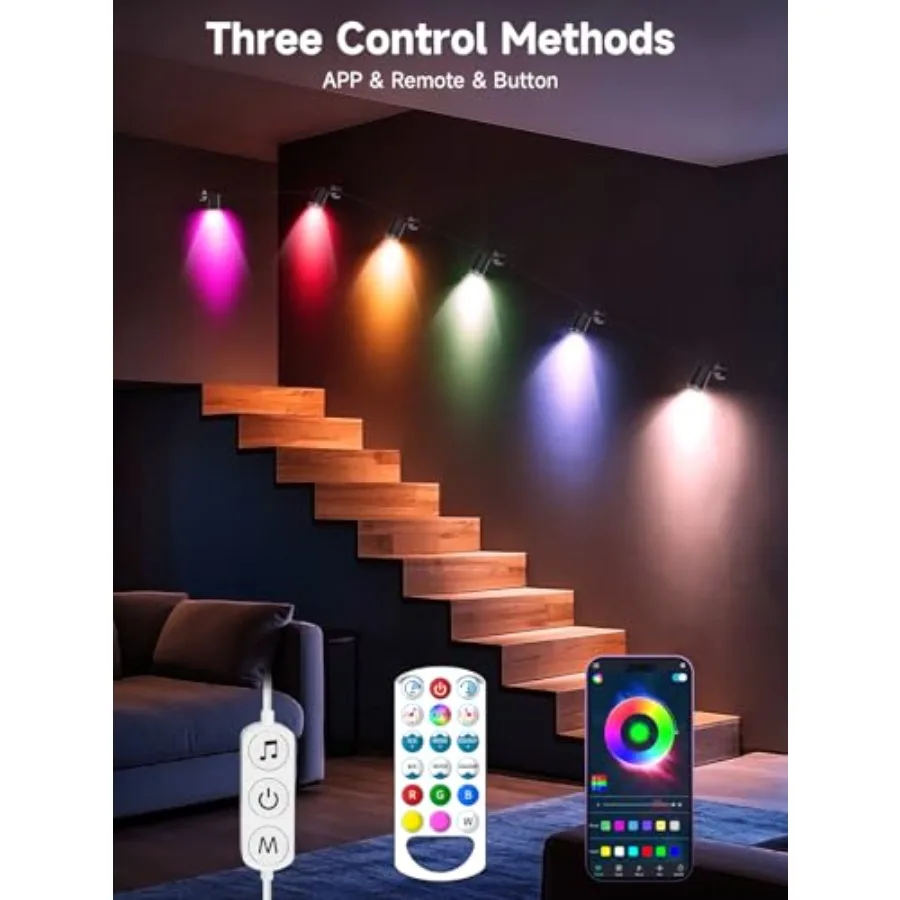 RGB Spotlights Indoor- Color Changing Picture Lights with 16 Million Colors, LED Uplighting with App and Remote Control, Timer