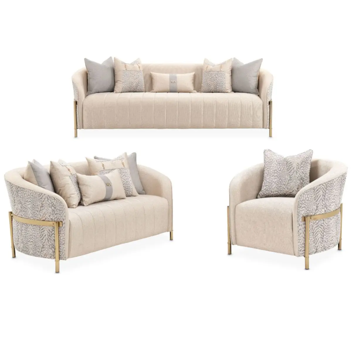 

Luxury Living Room Gold Stainless Steel Sofa Velvet Upholster 2-3 Seater Couch Wholesales Price for Hotel Home