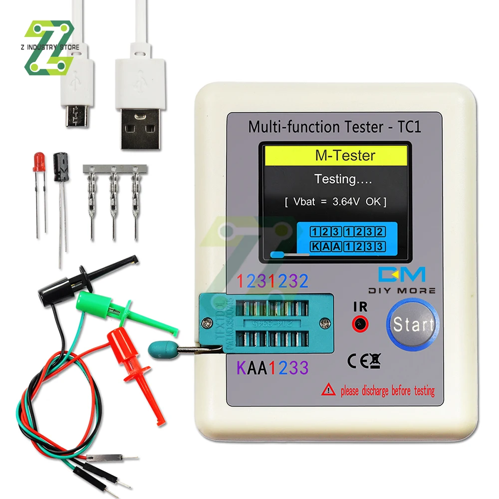 Display Colorido Multifuncional Tft Backlight Transistor Tester para Diode Triode Capacitor Resistor Transistor Lcr-tc1 1.8