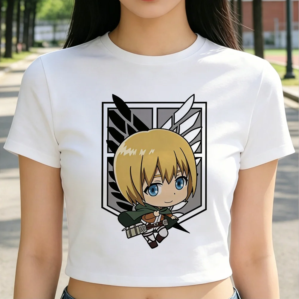 Attack on Titan cropped top teen grunge summer manga shirt harajuku gyaru y2k goth