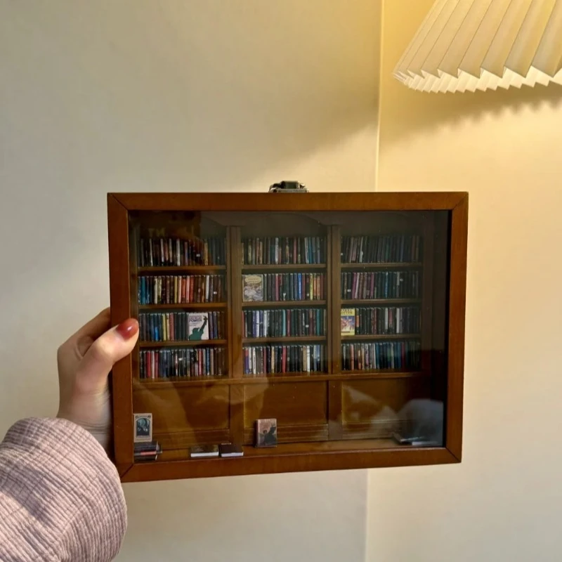 

bookshelf, miniature bookshelf, ornament creative anti-solid wood, ornament birthday Qixi Festival gifts for men and women