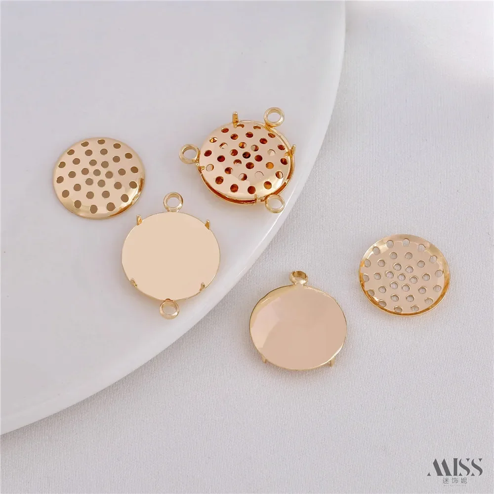 

14K Gold-plated Multi Hanging Lotus Head, Curved Disc Bottom Support, Mesh Disc Pendant, DIY Chain Accessories