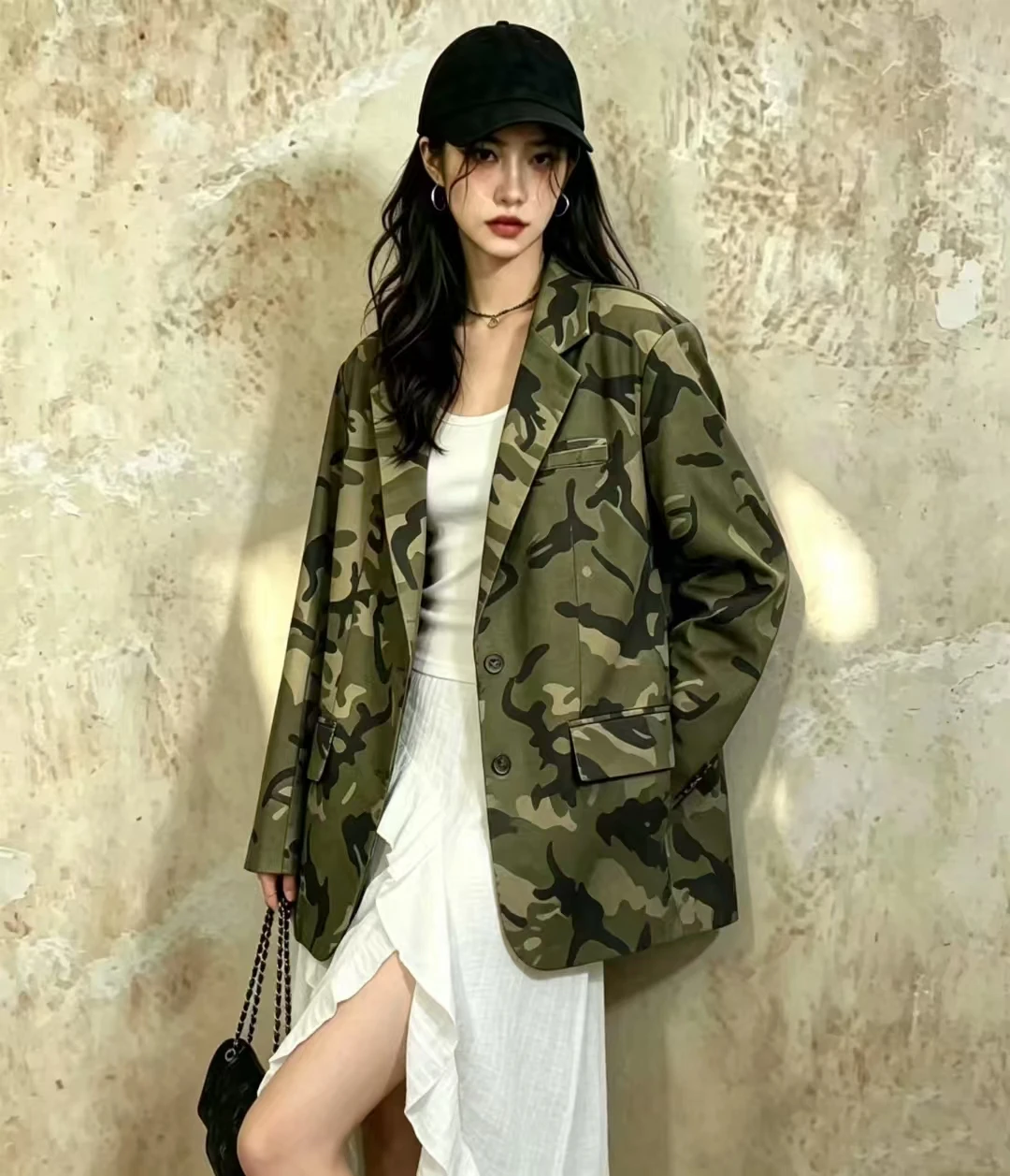 Casual Style Camouflage Suit Jacket Women's Loose Fit Slimming Collar Trendy Outerwear Autumn 2026 Personalized Short Coat