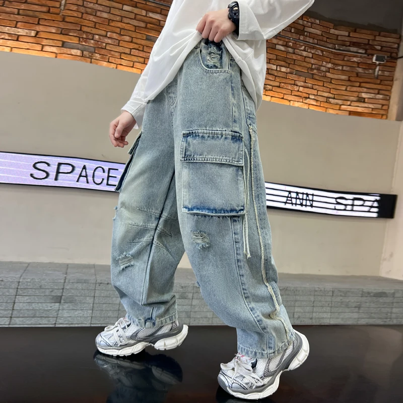 

Boys' jeans, spring and autumn seasons, children's casual pants, outdoor boys' pants, street style