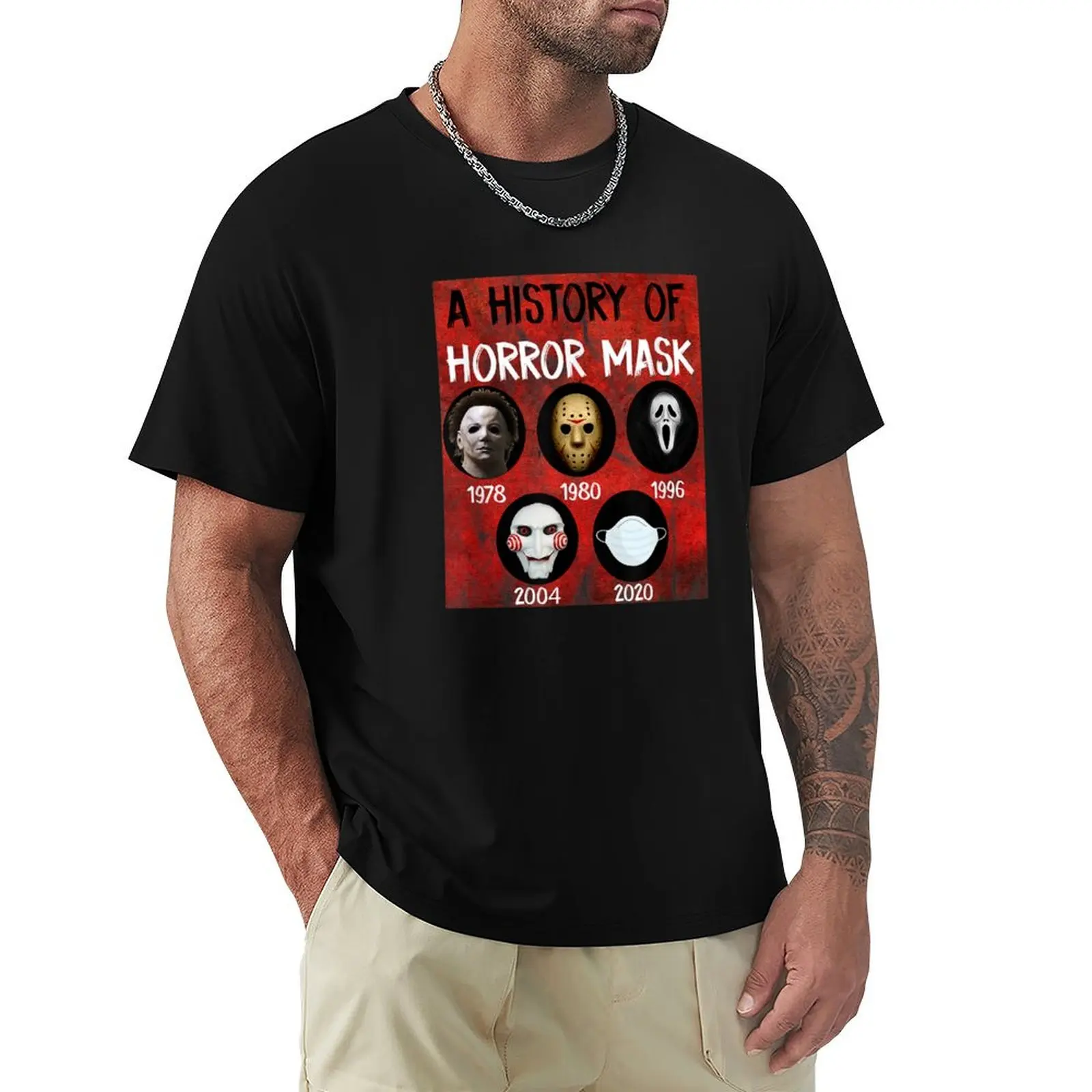 

Horror masks history Halloween costumes T-Shirt aesthetic clothes blacks funny shirt cotton mens graphic t-shirts big and tall