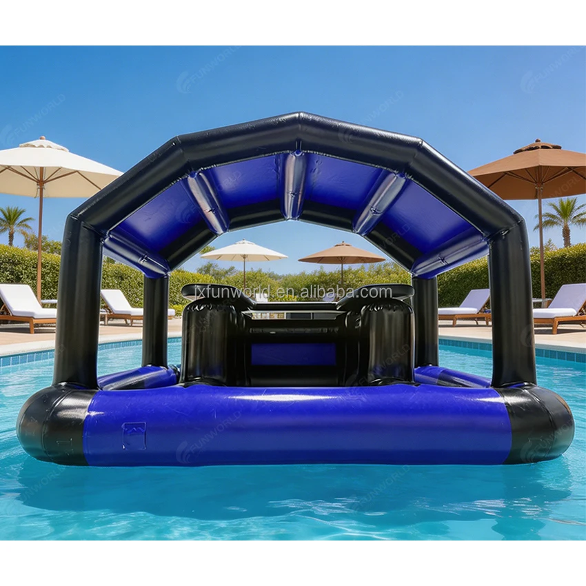 Giant Inflatable Bar Pool Level Up Summer Parties The Ultimate Inflatable Swim-up Bar For Backyard