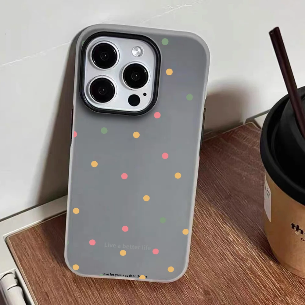 Minimalistische Polka-Dots-Hülle für iPhone 17 15 16 14 Pro Max Case Plus für iPhone 13 11 12 ProMax XS XR 8 Plus in Bonbonfarben – Detail 6
