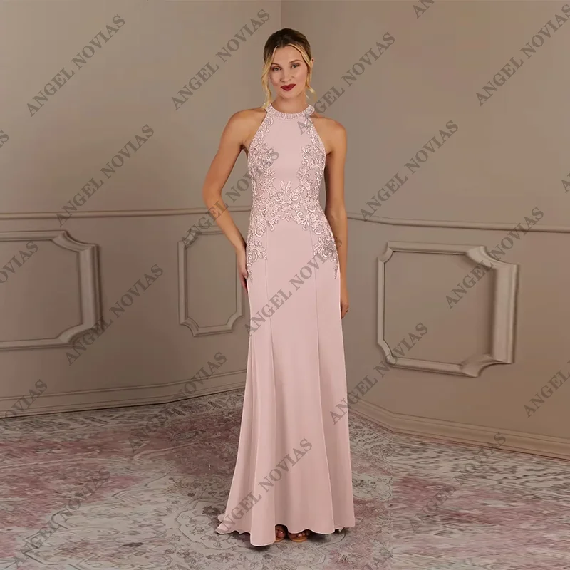 

Customized Long Elegant Mermaid Lace Pink Plus Size Chiffon Mother Of the Bride Dress robes invitée mariage