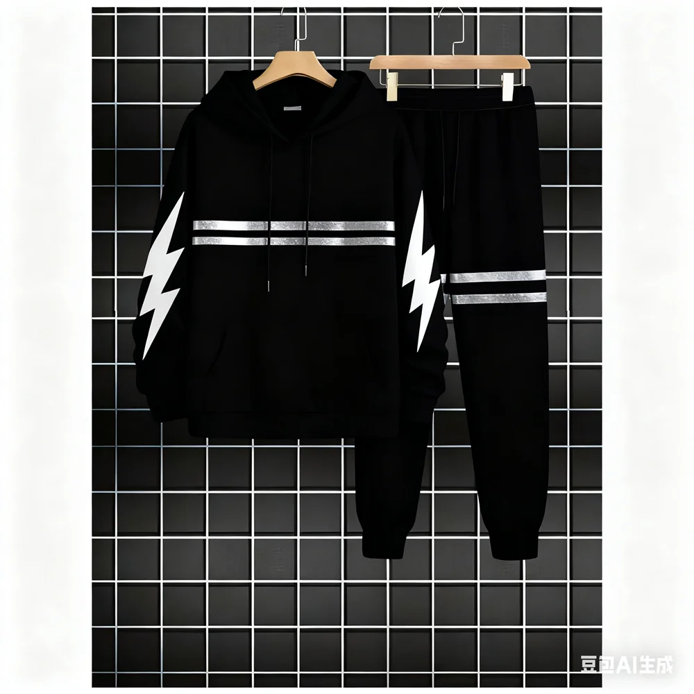 

Мужской свитшот с капюшоном, осенний комплект в полоску с принтом, мужской и женский комплект с капюшоном, мужская одежда, зимний спортивный комплект для отдыха