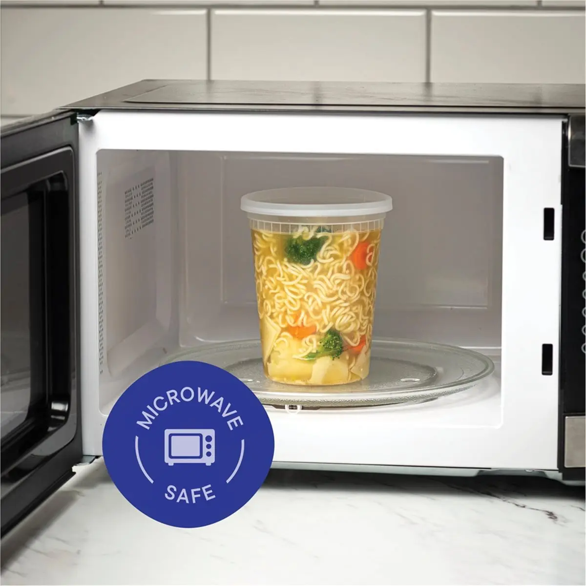 Utility Design Food Storage Containers [24 Set] 32 Oz Plastic Containers with Lids, Slime, Soup, Meal Prep Containers,Dishwasher