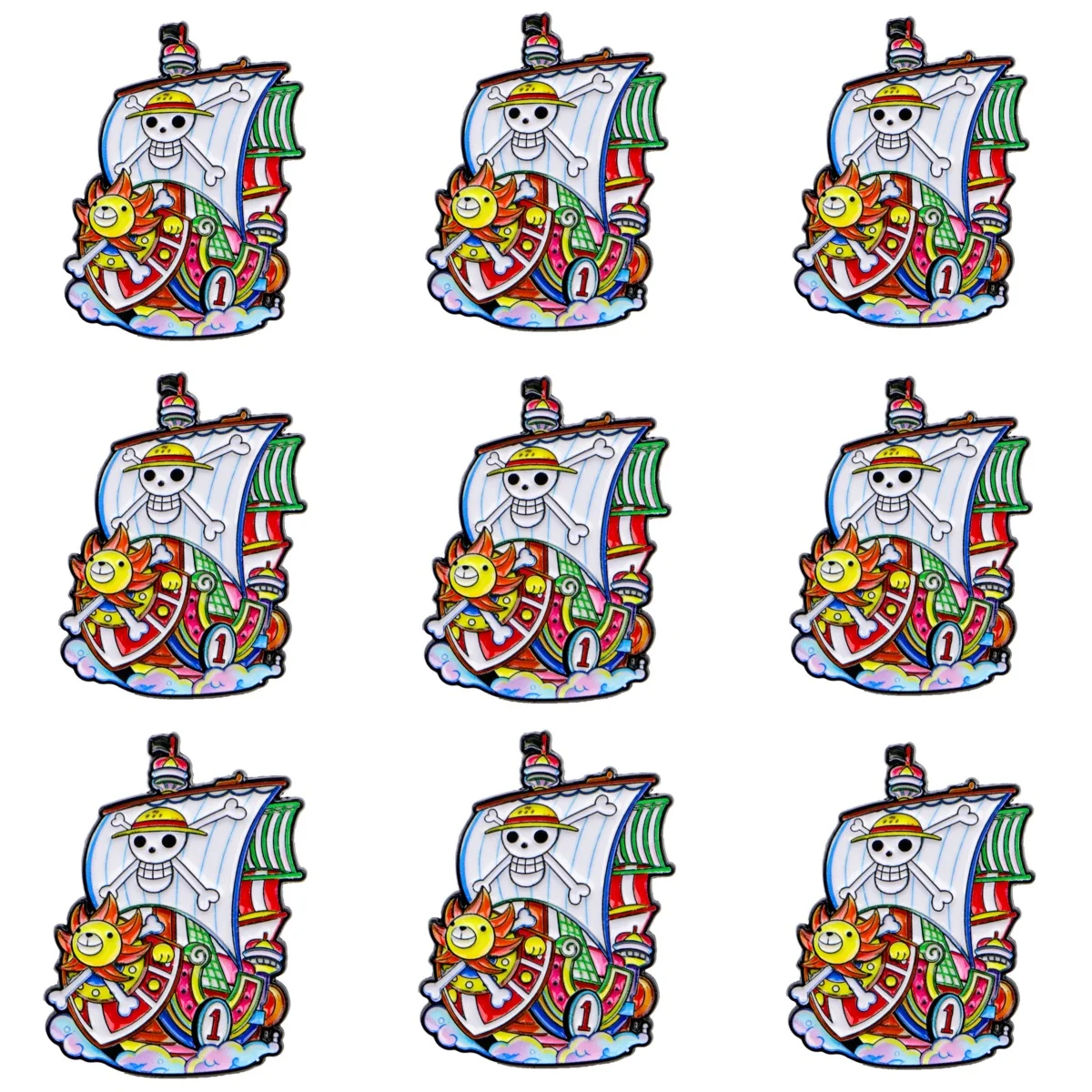 9-teiliges Anime-Piraten-Emaille-Pin-Set, Cartoon-Schiff-Broschen für Rucksäcke, Hüte, Reversnadeln, Abzeichen für Fans, Geschenke, Cosplay-Zubehör – Detail 2