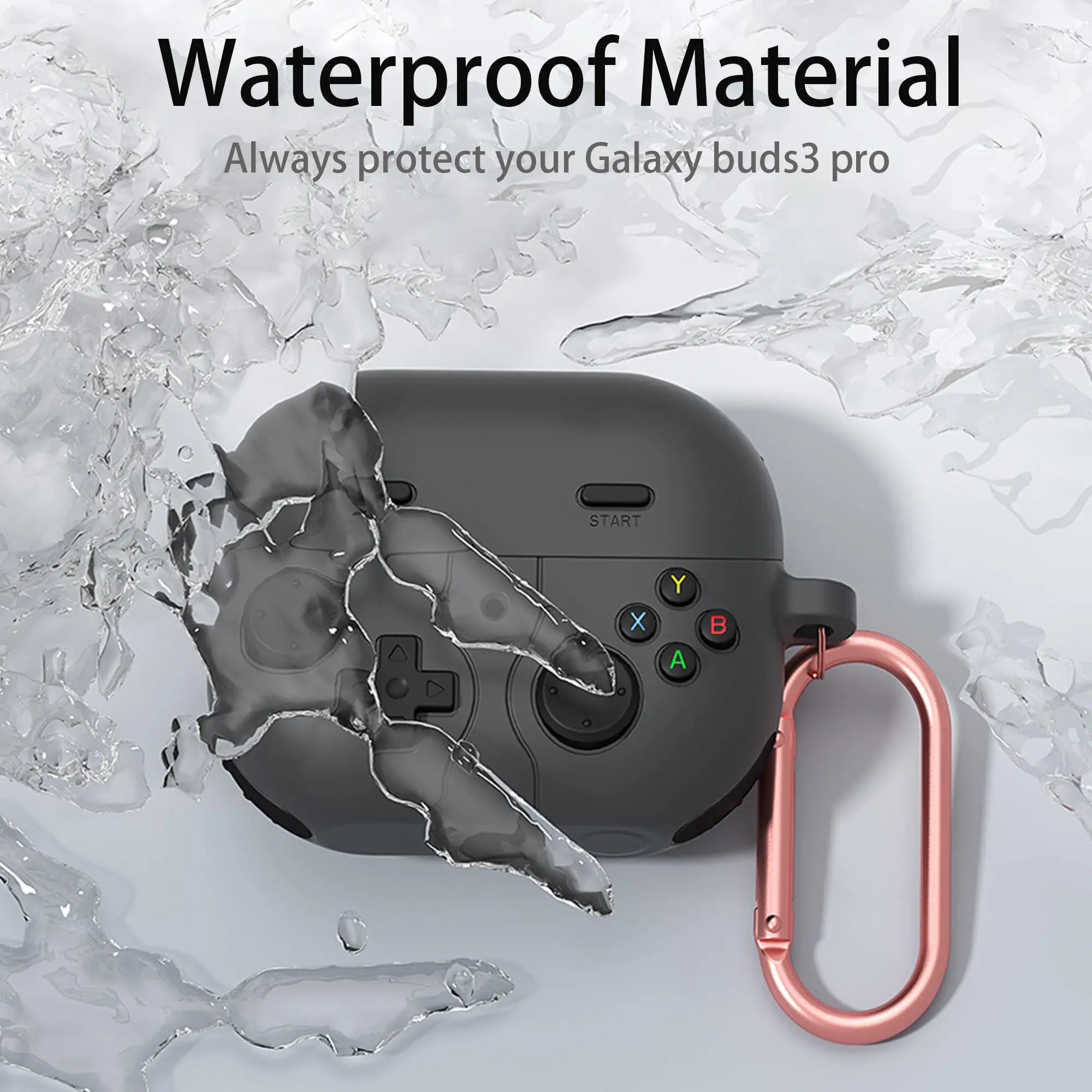 لسامسونج غالاكسي براعم 3 / براعم 3 برو حافظة من السيليكون المقاوم للصدمات لعبة سماعة اكسسوارات مع هوك لسامسونج غالاكسي براعم 3 برو