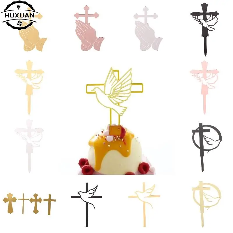 Dove & Cross Religious Cake Topper God Bless Acrylic Christening Baptism Holy Spirit Topper, Baby Communion Topper Cake Decor