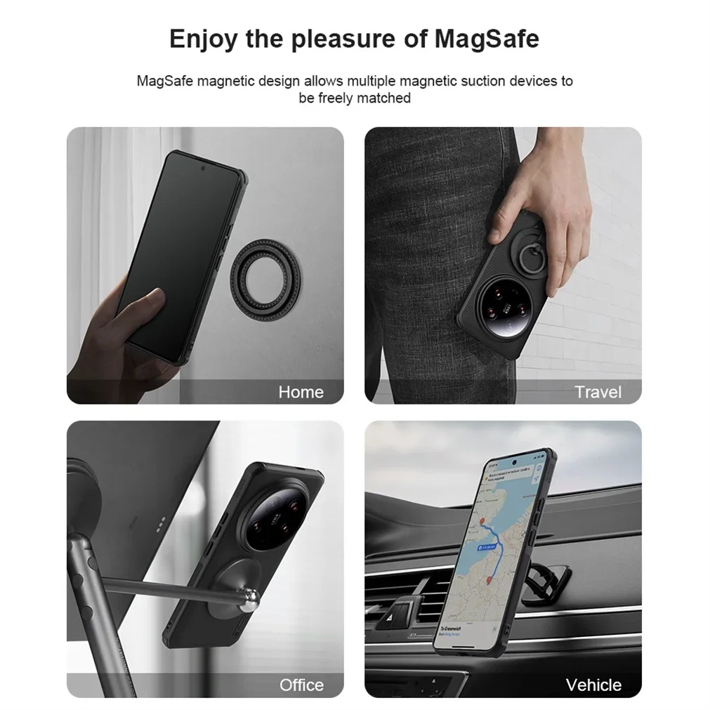 For Xiaomi Mi 14 Ultra MagSafe Case Nillkin Frosted Shield Pro Magnetic Charging Case TPU Frame PC Back Cover For Xiaomi 14Ultra