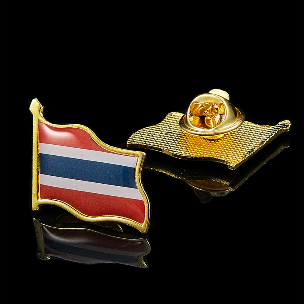 Pin y broches esmaltados de Tailandia, Pin de solapa con bandera, adornos ondulados en 3D, broche, insignia del orgullo del país
