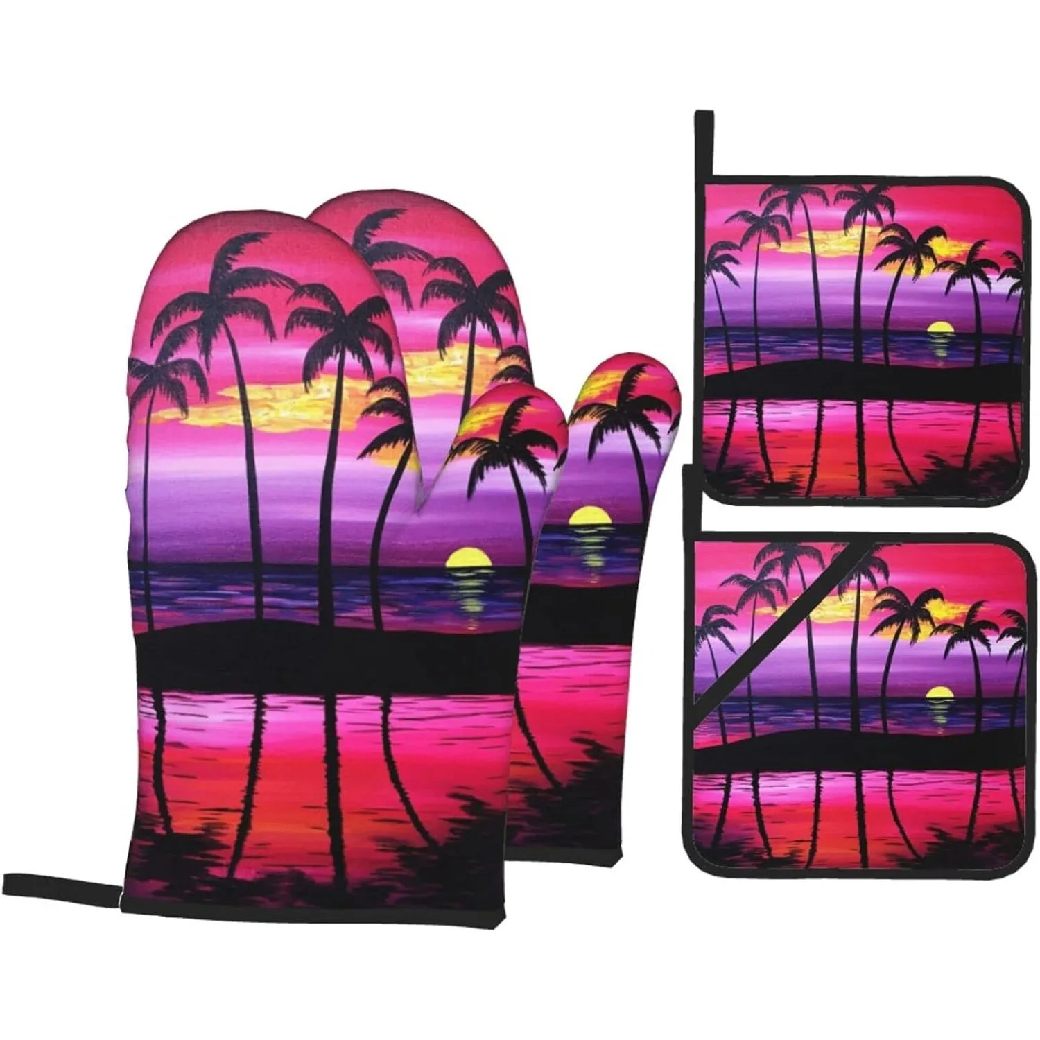 

Наборы из 4 термостойких водонепроницаемых кухонных перчаток, нескользящие варежки для приготовления пищи, горячие подушечки