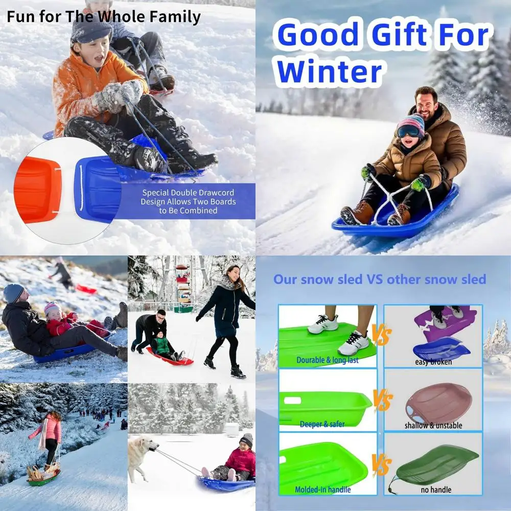 

Flexible 35 Downhill Snow Sled for Kids with Cold-Resistant Plastic and Dual Handles